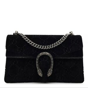 Gucci Dionysus Velvet GG Monogram Small Dionysus Shoulder Bag Black